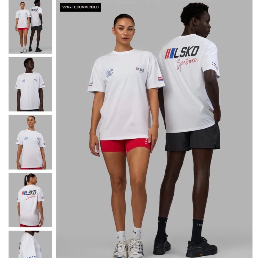 LSKD Redline FLXCotton Tee Oversize White Unisex Sportswear S USST00835 NEW NWT - Picture 3 of 16